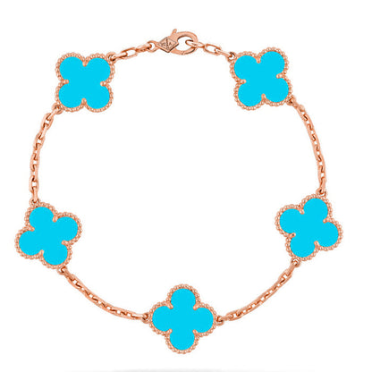 [Auream] CLOVER 5 MOTIF TURQUOISE BRACELET COLLECTION