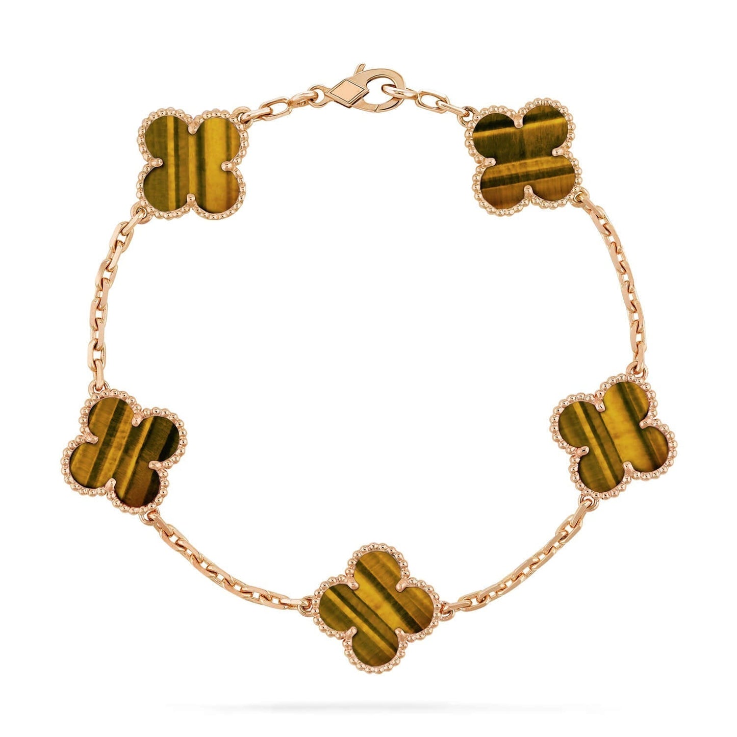 [Auream] CLOVER 5 MOTIFS TIGER EYE BRACELET COLLECTION