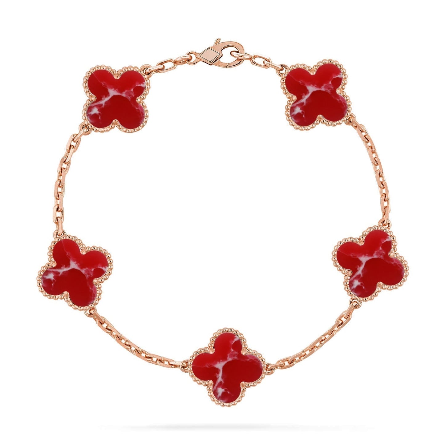 [Auream]CLOVER 5 MOTIF RED PATTERN BRACELET COLLECTION