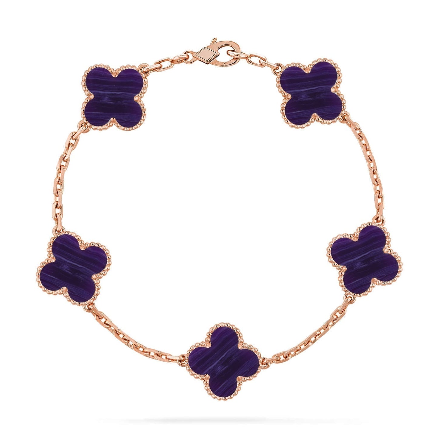 [Auream]CLOVER 5 MOTIF PURPLE STRIPES BRACELET COLLECTION