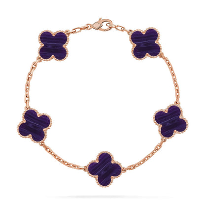 [Auream]CLOVER 5 MOTIF PURPLE STRIPES BRACELET COLLECTION