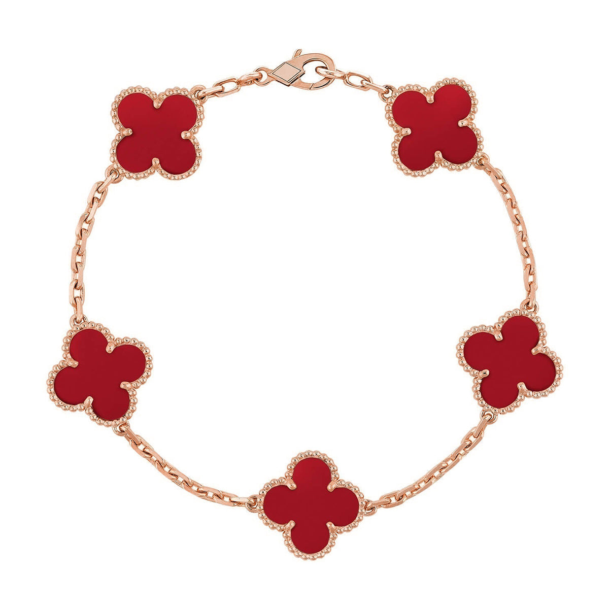 [Auream] CLOVER 5 MOTIF RED CORNELIAN BRACELET COLLECTION