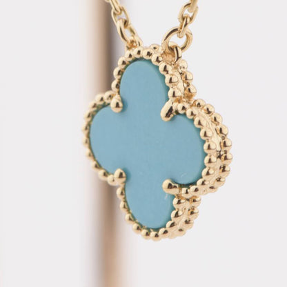[Auream]CLOVER 15MM VINTAGE TURQUOISE NECKLACE