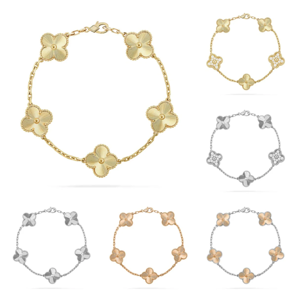 [Auream] CLOVER 5 MOTIF LASER BRACELET COLLECTION