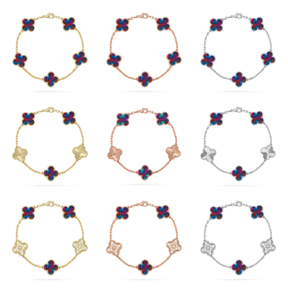 [Auream]CLOVER 5 MOTIF COLOR GEMSTONES BRACELET COLLECTION