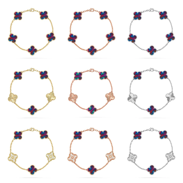 [Auream]CLOVER 5 MOTIF COLOR GEMSTONES BRACELET COLLECTION