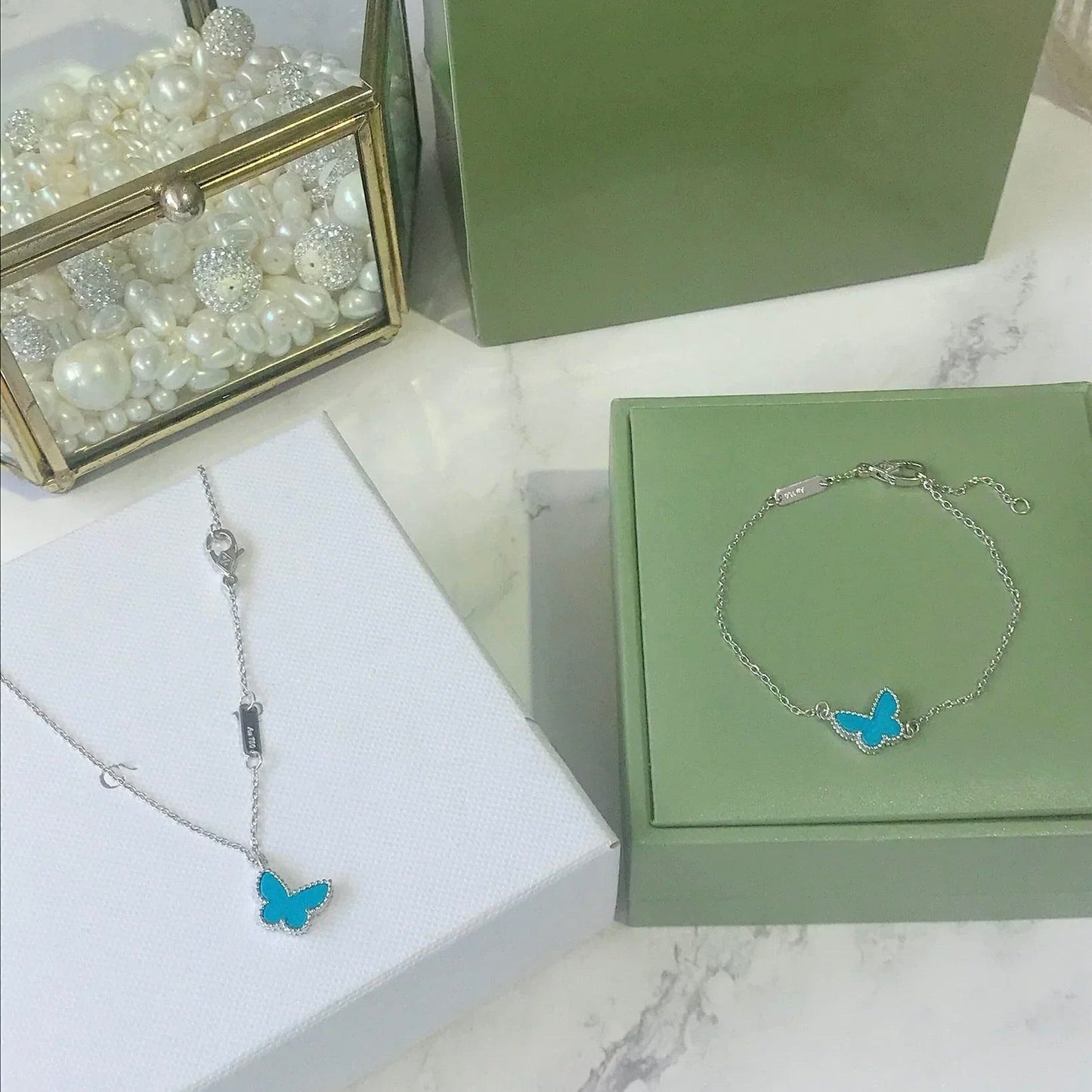 [Auream]BUTTERFLY TURQUOISE BUTTERFLY BRACELET SILVER
