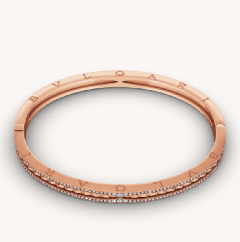 [Auream]ZERO 1 SPIRAL AND PAVED DIAMOND PINK GOLD BRACELET
