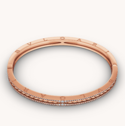 [Auream]ZERO 1 SPIRAL AND PAVED DIAMOND PINK GOLD BRACELET