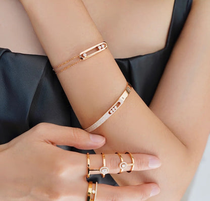 [Auream]Move Noa Rose Gold Pavé Diamond Bangle Bracelet