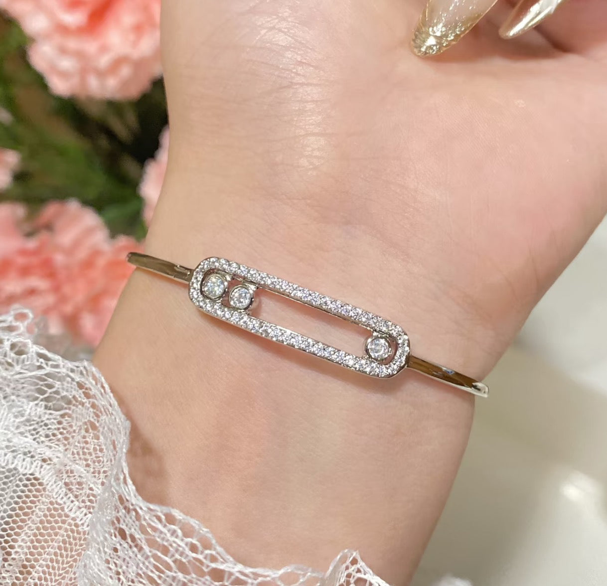 [Auream]Move Pavé Diamond Bangle Bracelet M