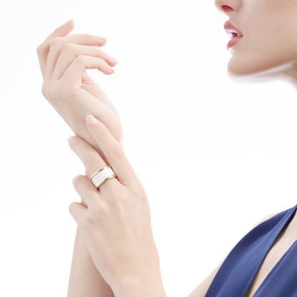 [Auream]ZERO 1 FOUR-BAND LOOPS AND WHITE CERAMIC SPIRAL PINK GOLD RING