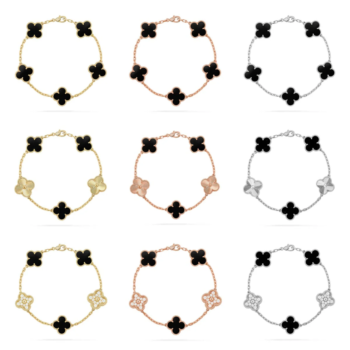 [Auream] CLOVER 5 MOTIF ONYXS BRACELET COLLECTION