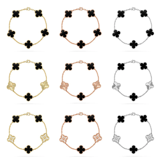 [Auream] CLOVER 5 MOTIF ONYXS BRACELET COLLECTION