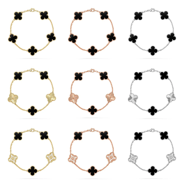 [Auream] CLOVER 5 MOTIF ONYXS BRACELET COLLECTION