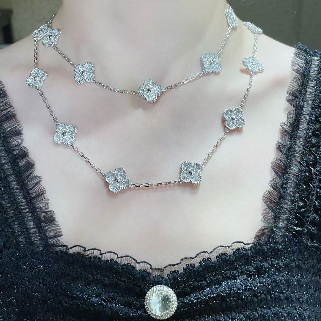 [Auream]CLOVER 20 MOTIFS FULL-DIAMOND NECKLACE