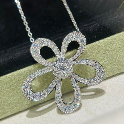 [Auream]FLOWERLACE NECKLACE FULL DIAMONDS