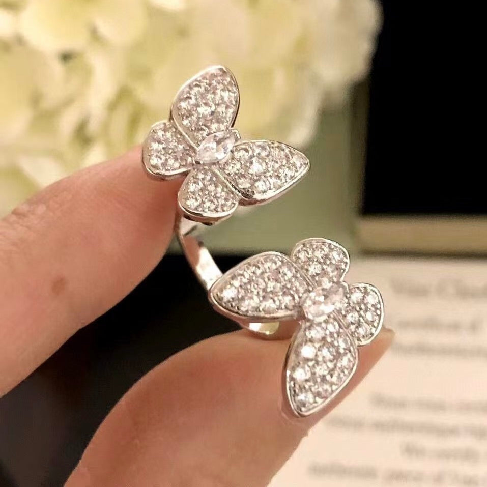 [Auream]TWIN SILVER BUTTERFLY DIAMOND RING