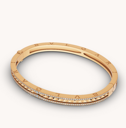 [Auream]ZERO 1 SPIRAL AND PAVED DIAMOND GOLD BRACELET