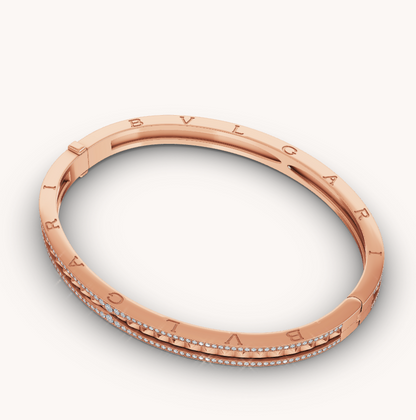 [Auream]ZERO 1 SPIRAL AND PAVED DIAMOND PINK GOLD BRACELET