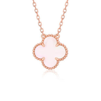 [Auream]CLOVER 15MM PINK MOTHER-OF-PEARL SINGLE FLOWER NECKLACE