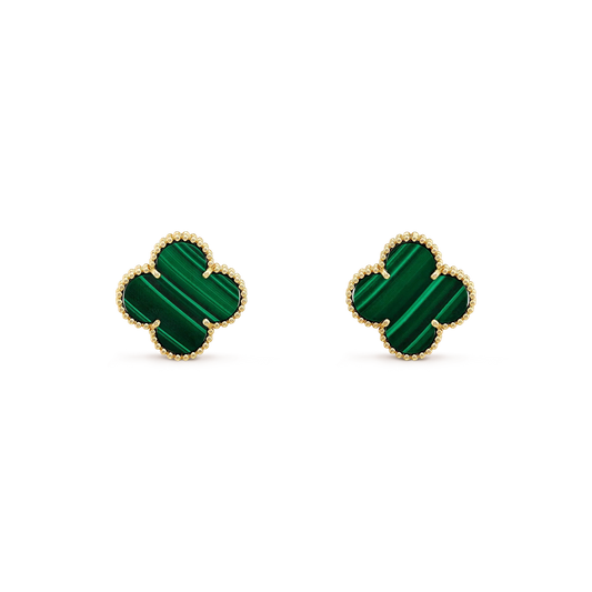 [Auream]CLOVER MINI 9.5MM MALACHITE  EARRINGS