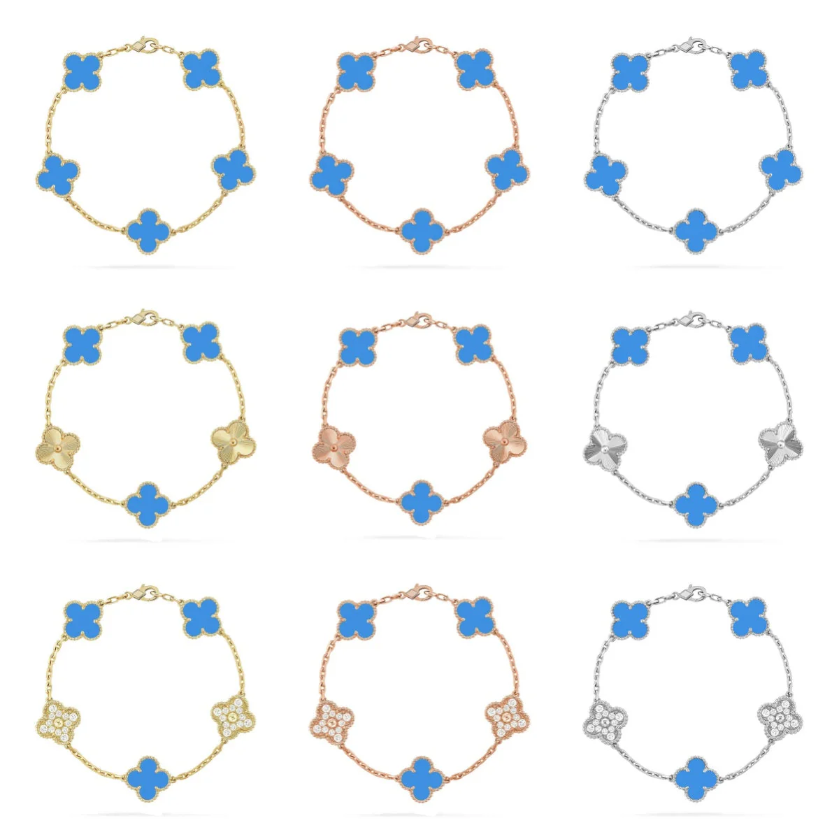 [Auream] CLOVER 5 MOTIF BLUE AGATE BRACELET COLLECTION