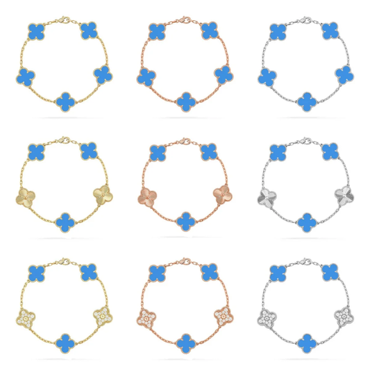 [Auream] CLOVER 5 MOTIF BLUE AGATE BRACELET COLLECTION