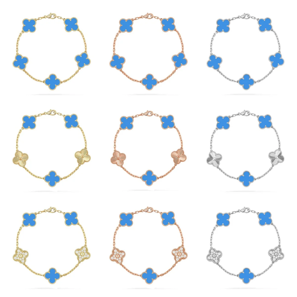 [Auream] CLOVER 5 MOTIF BLUE AGATE BRACELET COLLECTION