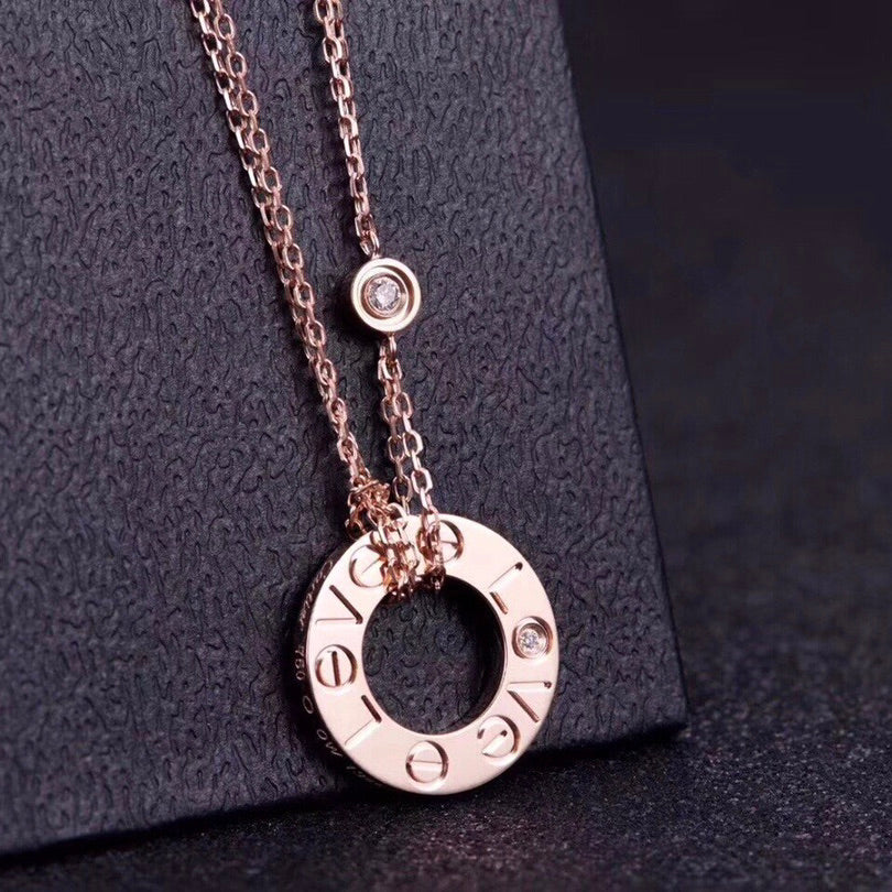 [Auream]LOVE NECKLACE 16MM 2 DIAMONDS