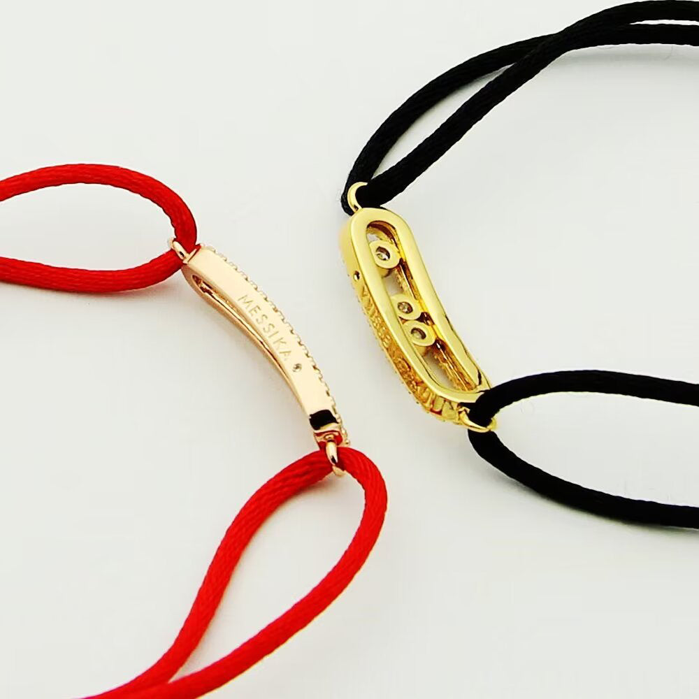 [Auream]Messika Care(s) pink cord pavé bracelet
