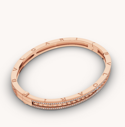 [Auream]ZERO 1 SPIRAL AND PAVED DIAMOND PINK GOLD BRACELET