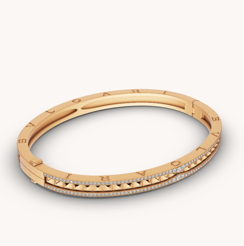 [Auream]ZERO 1 SPIRAL AND PAVED DIAMOND GOLD BRACELET