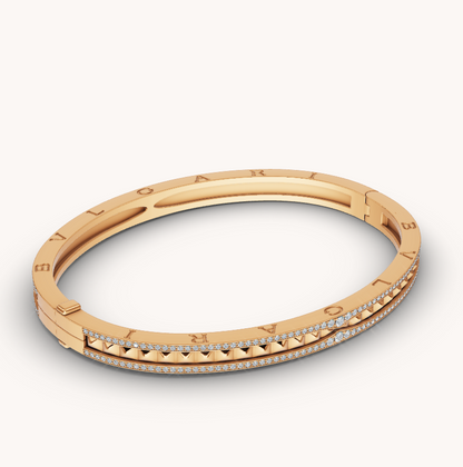 [Auream]ZERO 1 SPIRAL AND PAVED DIAMOND GOLD BRACELET