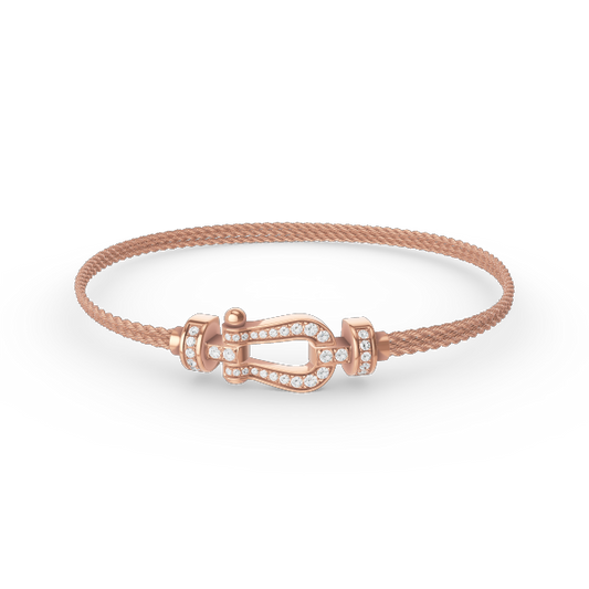 [Auream]FORCE SMALL HORSESHOE  DIAMOND CHAIN ROPE BRACELET