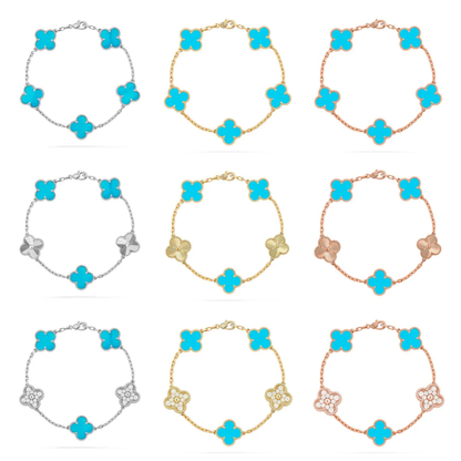 [Auream] CLOVER 5 MOTIF TURQUOISE BRACELET COLLECTION