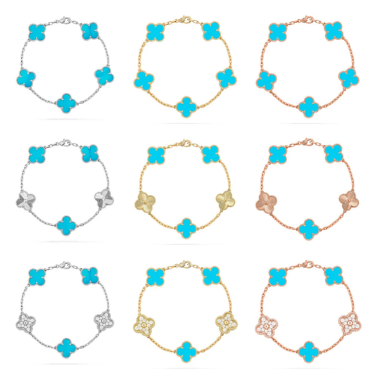 [Auream] CLOVER 5 MOTIF TURQUOISE BRACELET COLLECTION