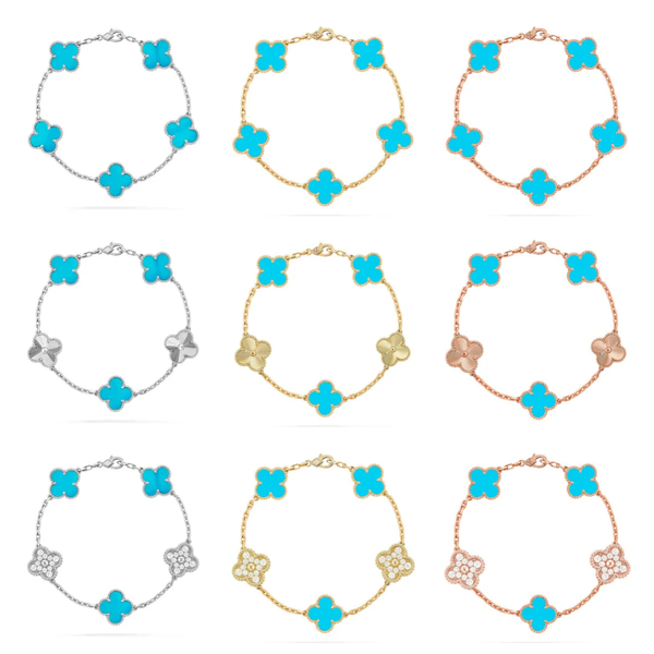 [Auream] CLOVER 5 MOTIF TURQUOISE BRACELET COLLECTION