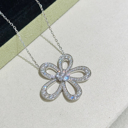 [Auream]FLOWERLACE NECKLACE FULL DIAMONDS