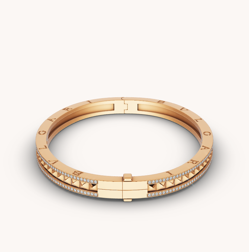 [Auream]ZERO 1 SPIRAL AND PAVED DIAMOND GOLD BRACELET