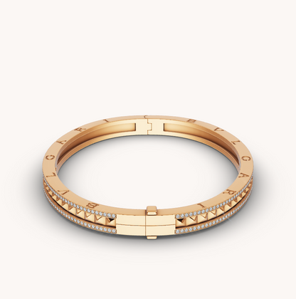 [Auream]ZERO 1 SPIRAL AND PAVED DIAMOND GOLD BRACELET