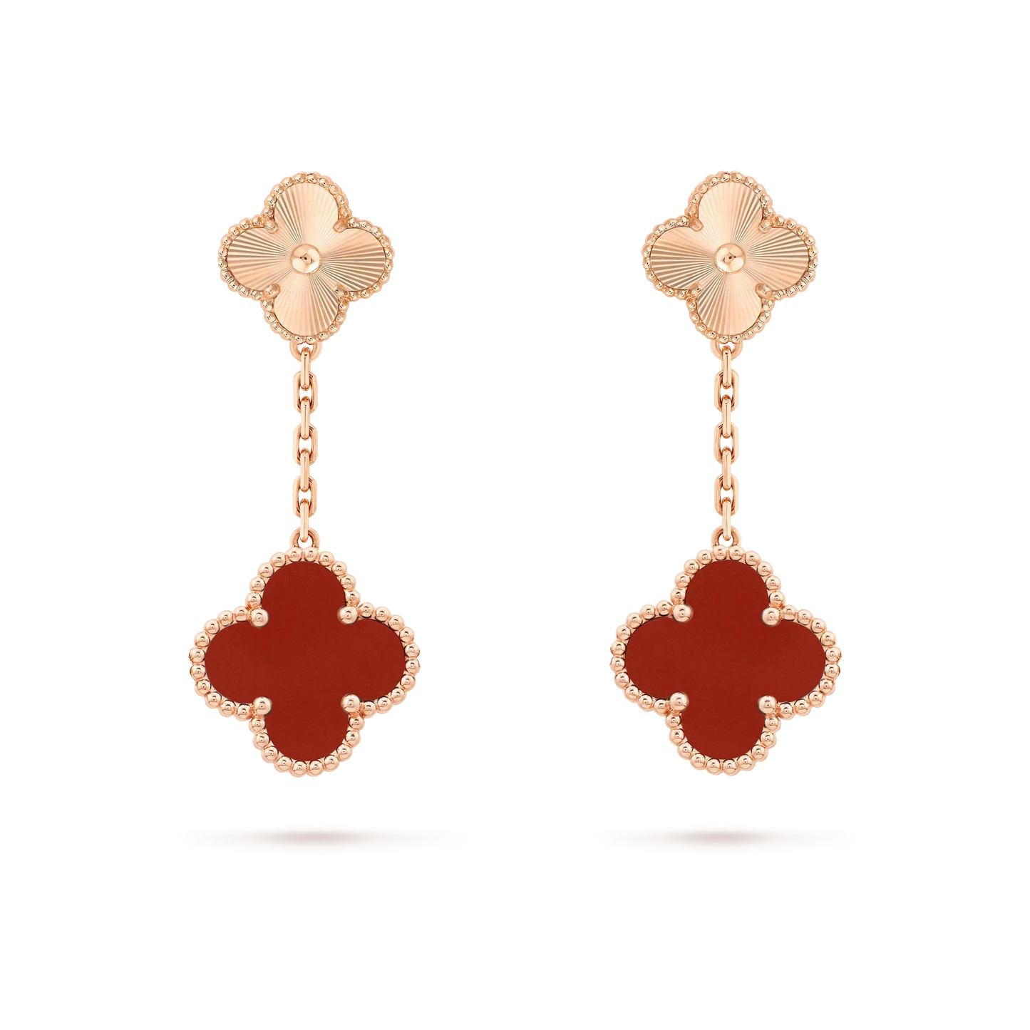 [Auream]CLOVER 2 MOTIF  LASER CARNELIAN EARRINGS