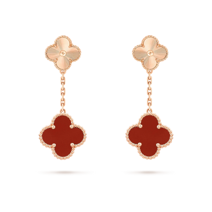 [Auream]CLOVER 2 MOTIF  LASER CARNELIAN EARRINGS