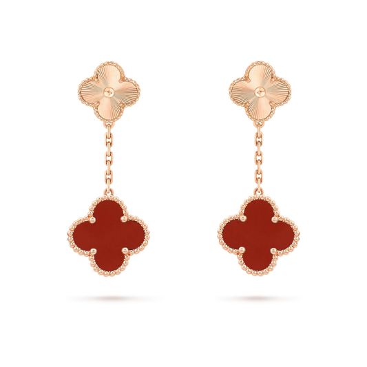 [Auream]CLOVER 2 MOTIF  LASER CARNELIAN EARRINGS