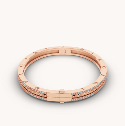 [Auream]ZERO 1 SPIRAL AND PAVED DIAMOND PINK GOLD BRACELET