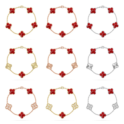 [Auream]CLOVER 5 MOTIF RED PATTERN BRACELET COLLECTION
