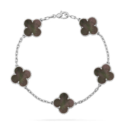 [Auream] CLOVER 5 MOTIF GRAY MOP BRACELET COLLECTION