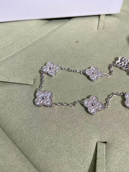 [Auream]CLOVER 10 MOTIFS  FULL DIAMOND NECKLACE