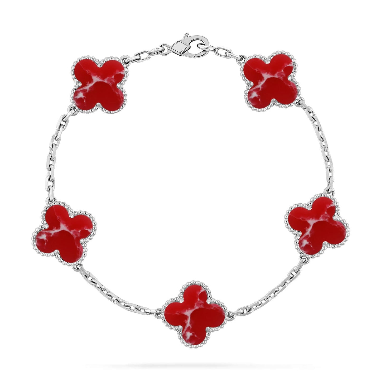 [Auream]CLOVER 5 MOTIF RED PATTERN BRACELET COLLECTION