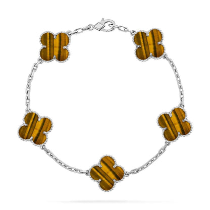 [Auream] CLOVER 5 MOTIFS TIGER EYE BRACELET COLLECTION